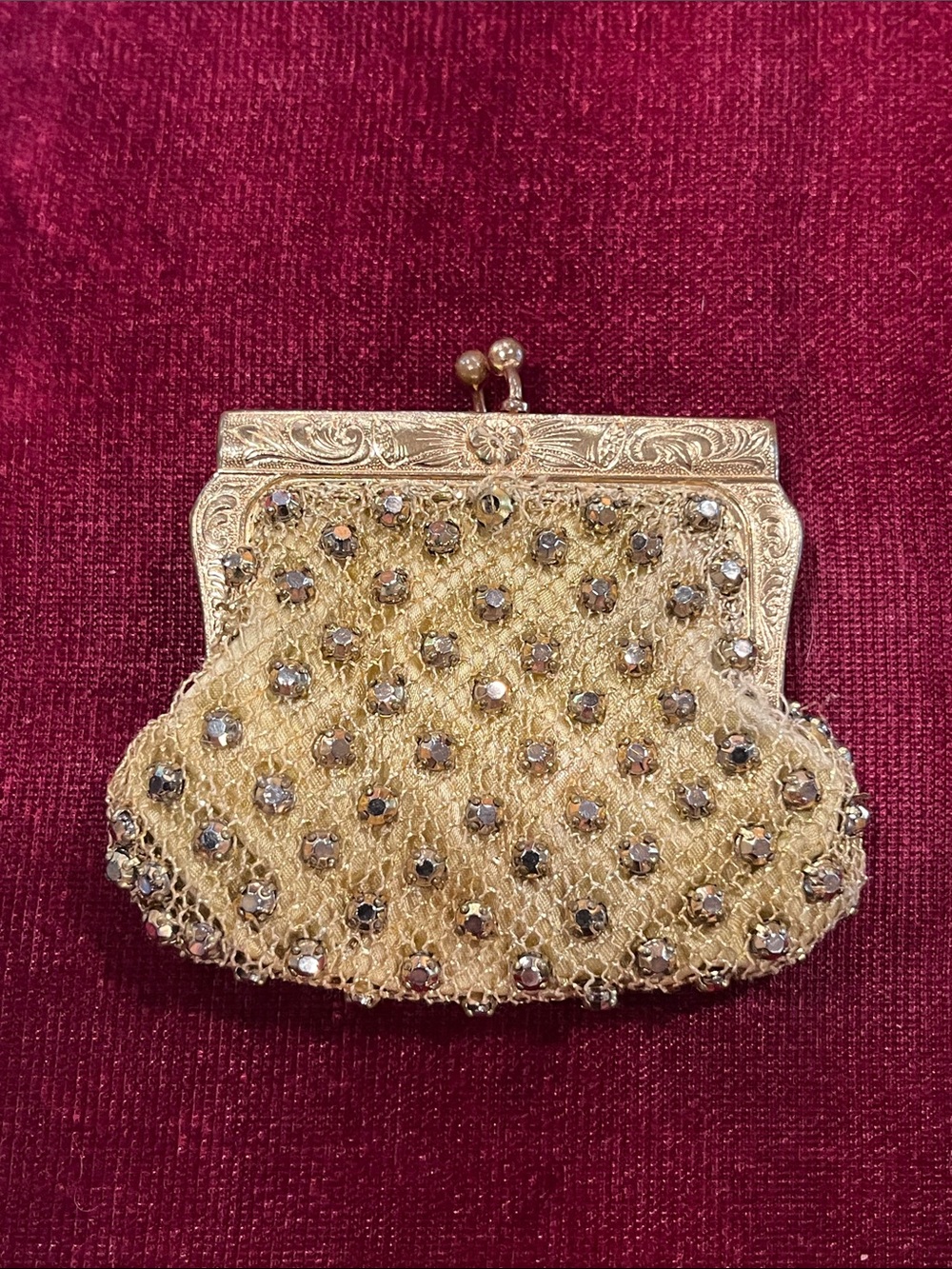 Vintage Gold Beaded Coin Purse - made in West Germany